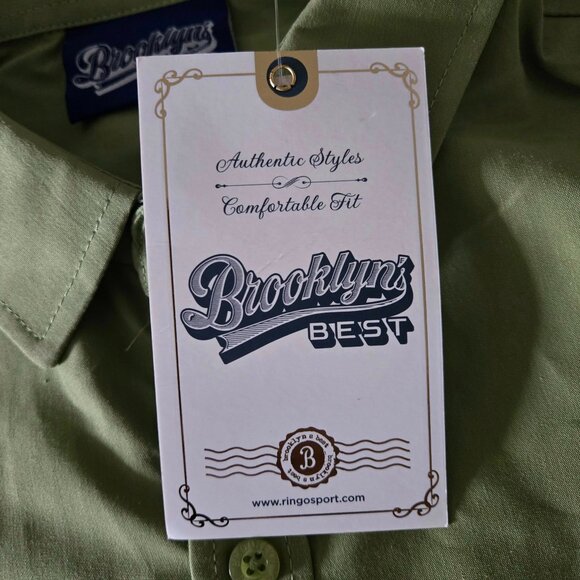 NWT BROOKLYN'S BEST Mens Green Casual Button-Up Shirt Short Sleeve Size Large - Picture 7 of 8